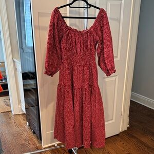 THE GREAT Reunion Corduroy Dot Maxi Dress